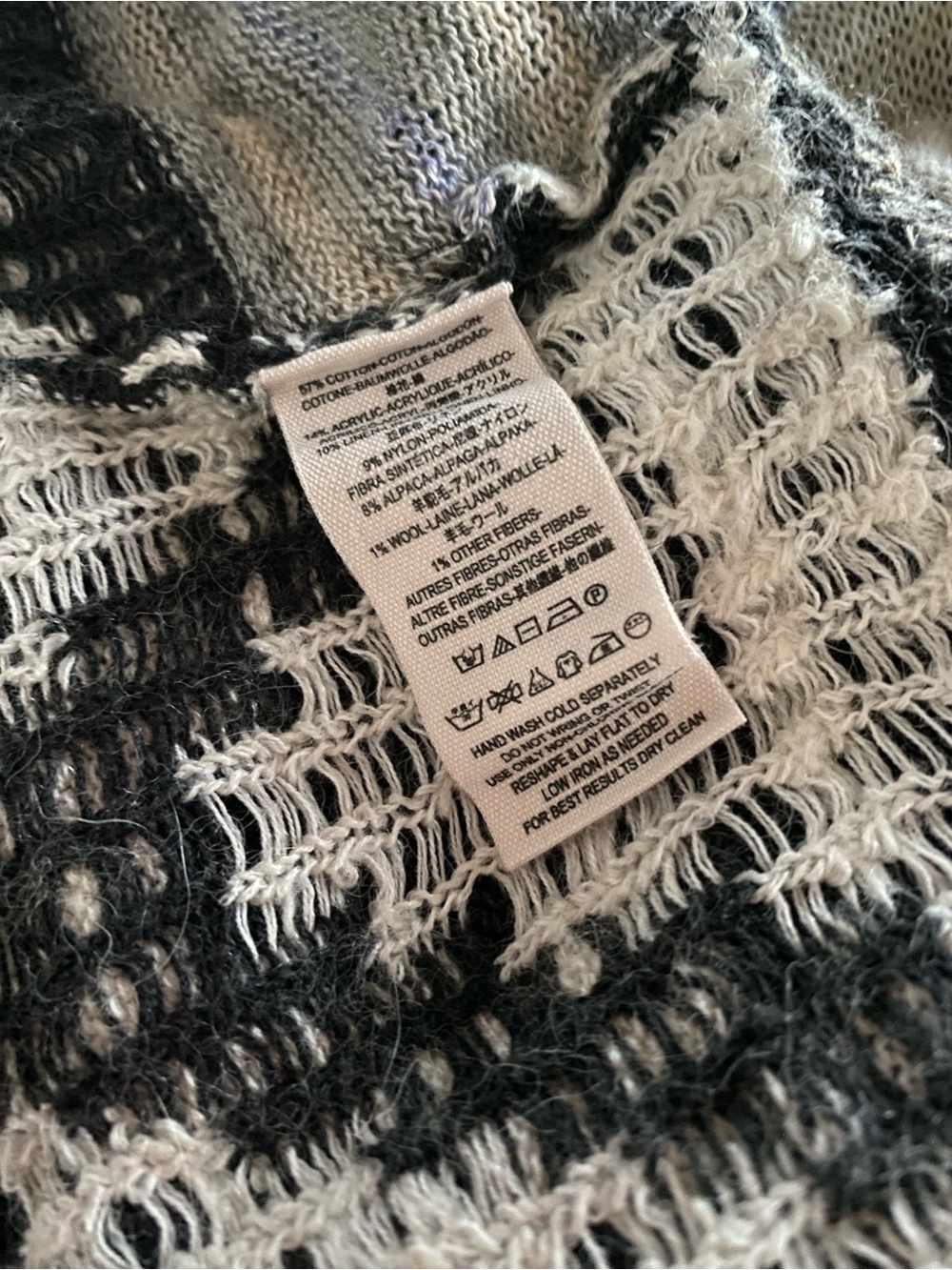 Free People Long Black and Cream Knit Cardigan with Hoodie - Picture 11 of 12